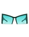 Elyndor - Oversized Geometric Square Semi-Rimless Cat Eye Sunglasses