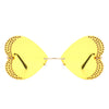 Quixotia - Rimless Butterfly Heart Shape Tinted Fashion Women Sunglasses