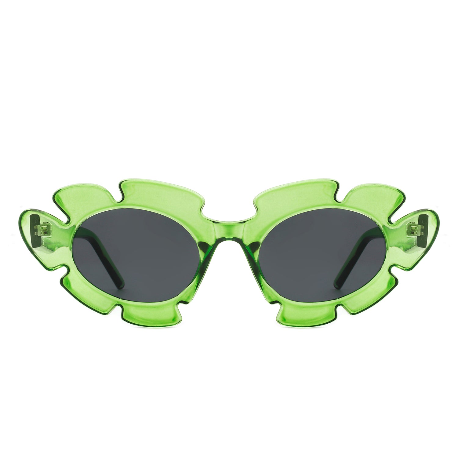 Pixielan - Women Irregular Round Cut-Out Cat Eye Flower Design Fashion Sunglasses