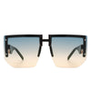 Kaelor - Square Oversized Flat Top Gradient Half Frame Sunglasses