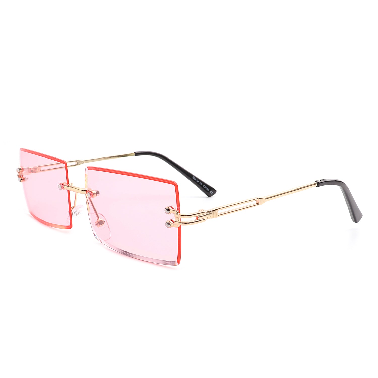 Tyriel - Classic Rimless Retro Rectangle Tinted Fashion Sunglasses