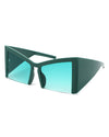 Elyndor - Oversized Geometric Square Semi-Rimless Cat Eye Sunglasses