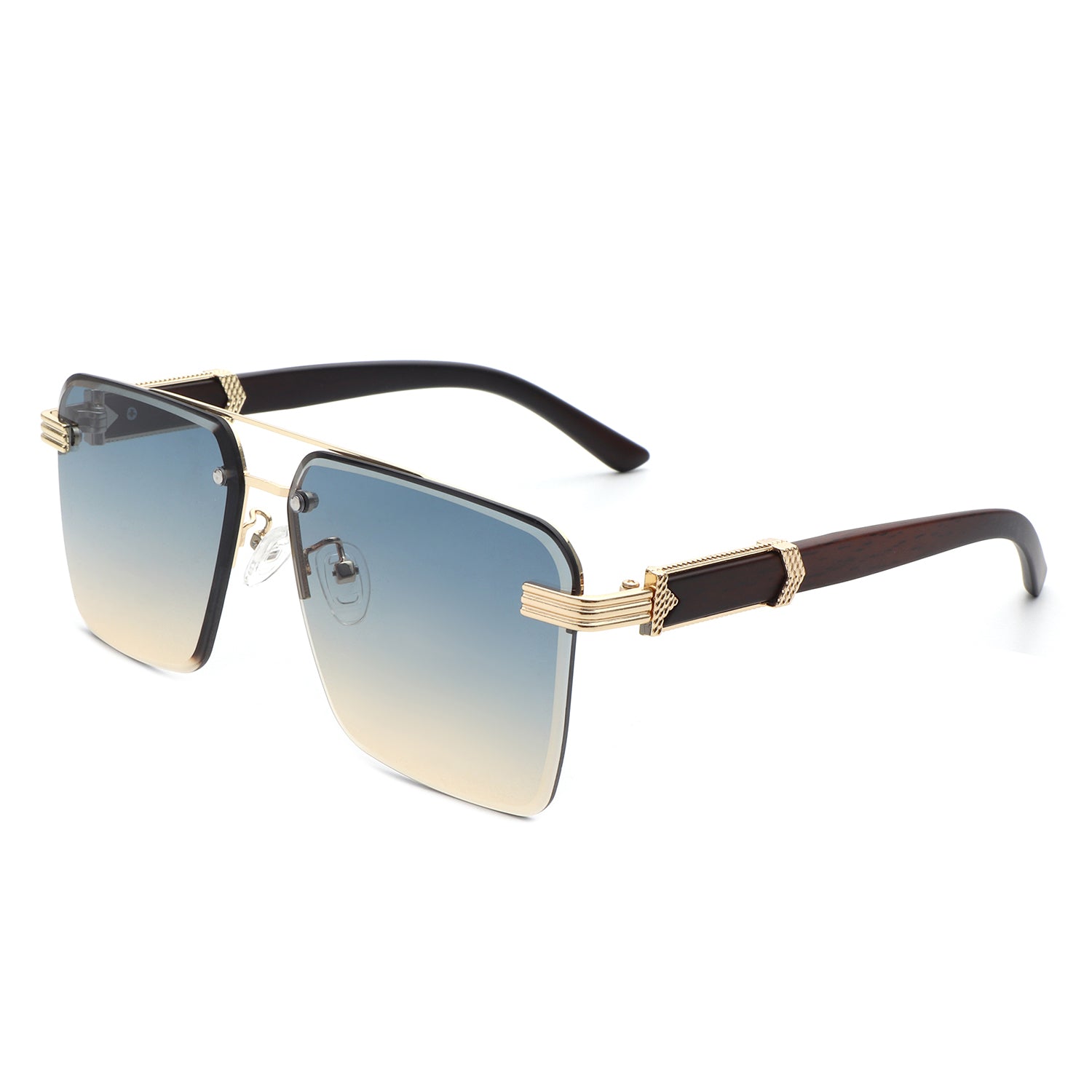 Elysian - Retro Square Rimless Brow-Bar Tinted Fashion Sunglasses