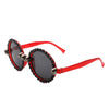 Aerion - Retro Round Gothic Rhinestone Skull Party Sunglasses