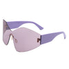 Electra - Oversize Rimless Wraparound Shield Tinted Fashion Sunglasses