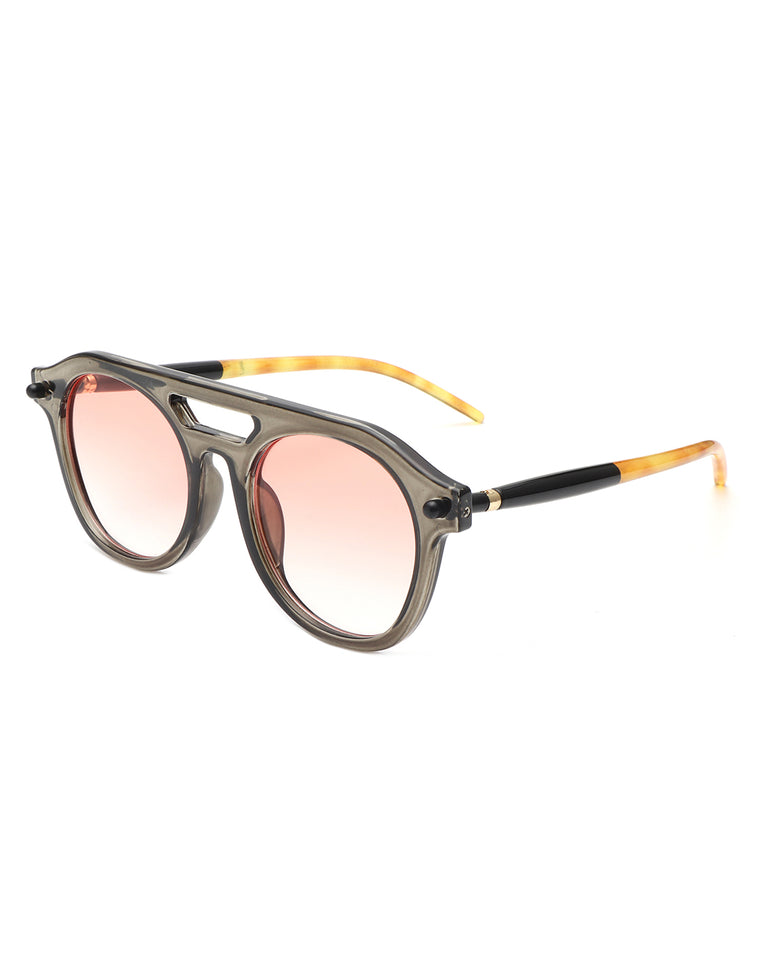 Vivid - Retro Round Brow-Bar Vintage Circle Sunglasses