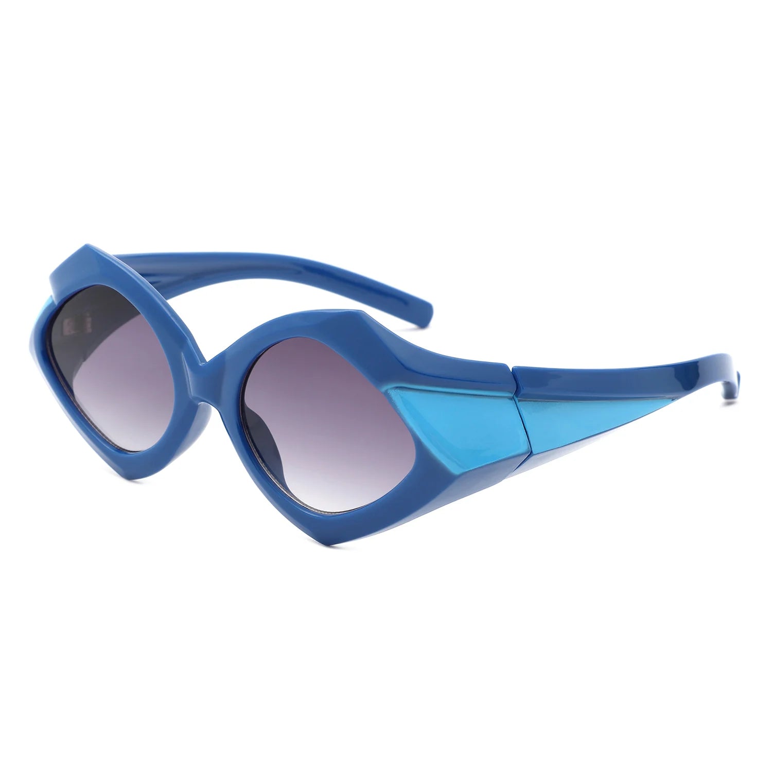 小物 eyebrella Gradient sunglasses Silver Hipster Cat-Eye Round Gradient Sunglasses with Blue