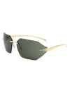 Iaclington - Rimless Wrap Around Square Frame Sunglasses