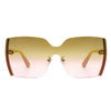 Xanadune -  Square Oversize Half Frame Tinted Retro Fashion Women Sunglasses