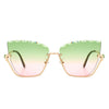 Starfire - Half Frame Square Irregular Tinted Fashion Cat Eye Sunglasses