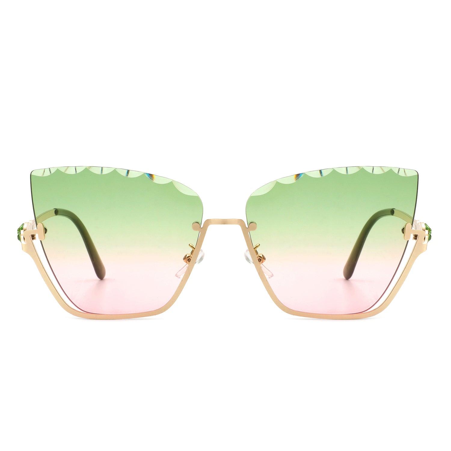 Starfire - Half Frame Square Irregular Tinted Fashion Cat Eye Sunglasses