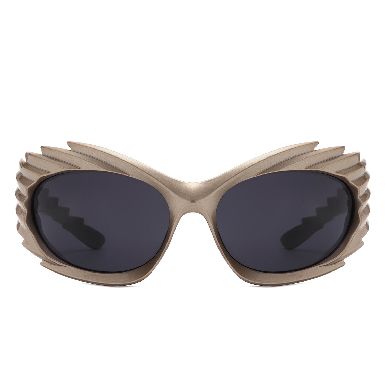 Nightgle - Rectangle Wrap Around Oval Spike Sport Sunglasses