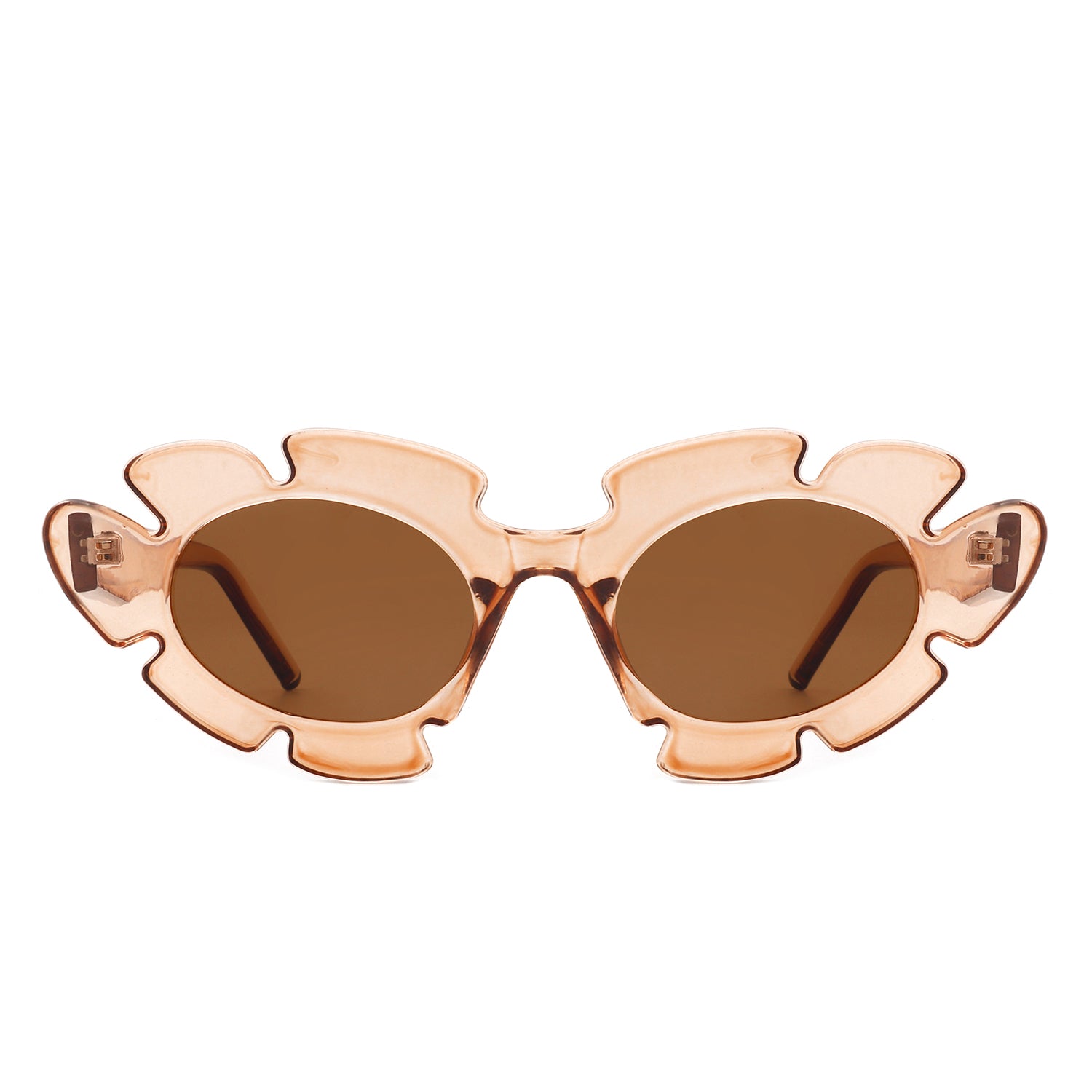 Pixielan - Women Irregular Round Cut-Out Cat Eye Flower Design Fashion Sunglasses