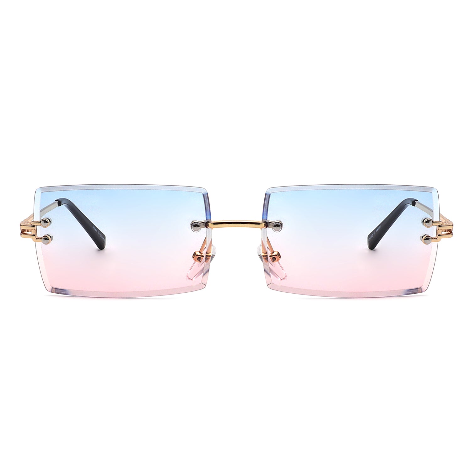Tyriel - Classic Rimless Retro Rectangle Tinted Fashion Sunglasses