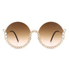 Gloriana - Women Circle Half Frame Oversize Rhinestone Fashion Round Sunglasses