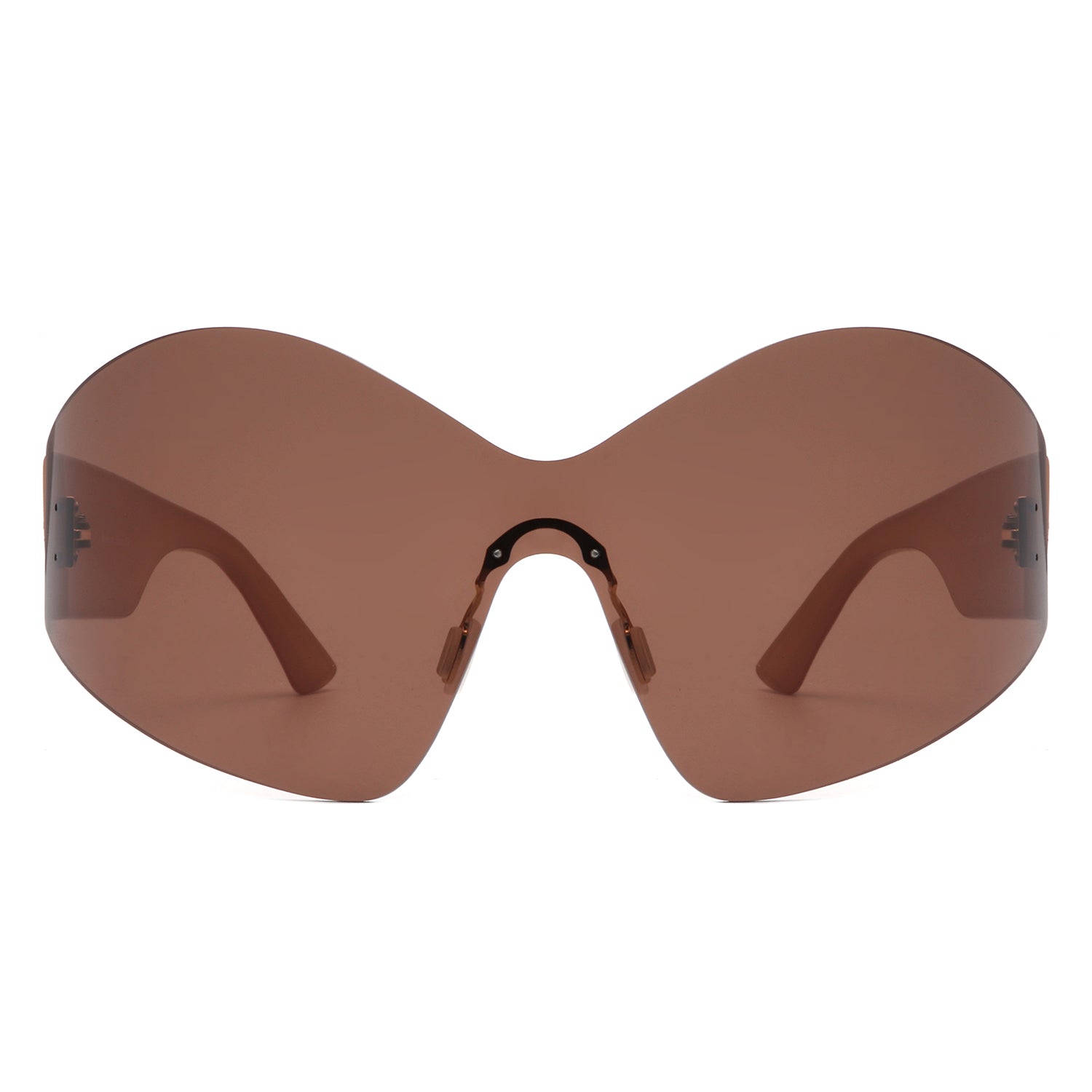 Electra - Oversized Rimless Wraparound Shield Sunglasses