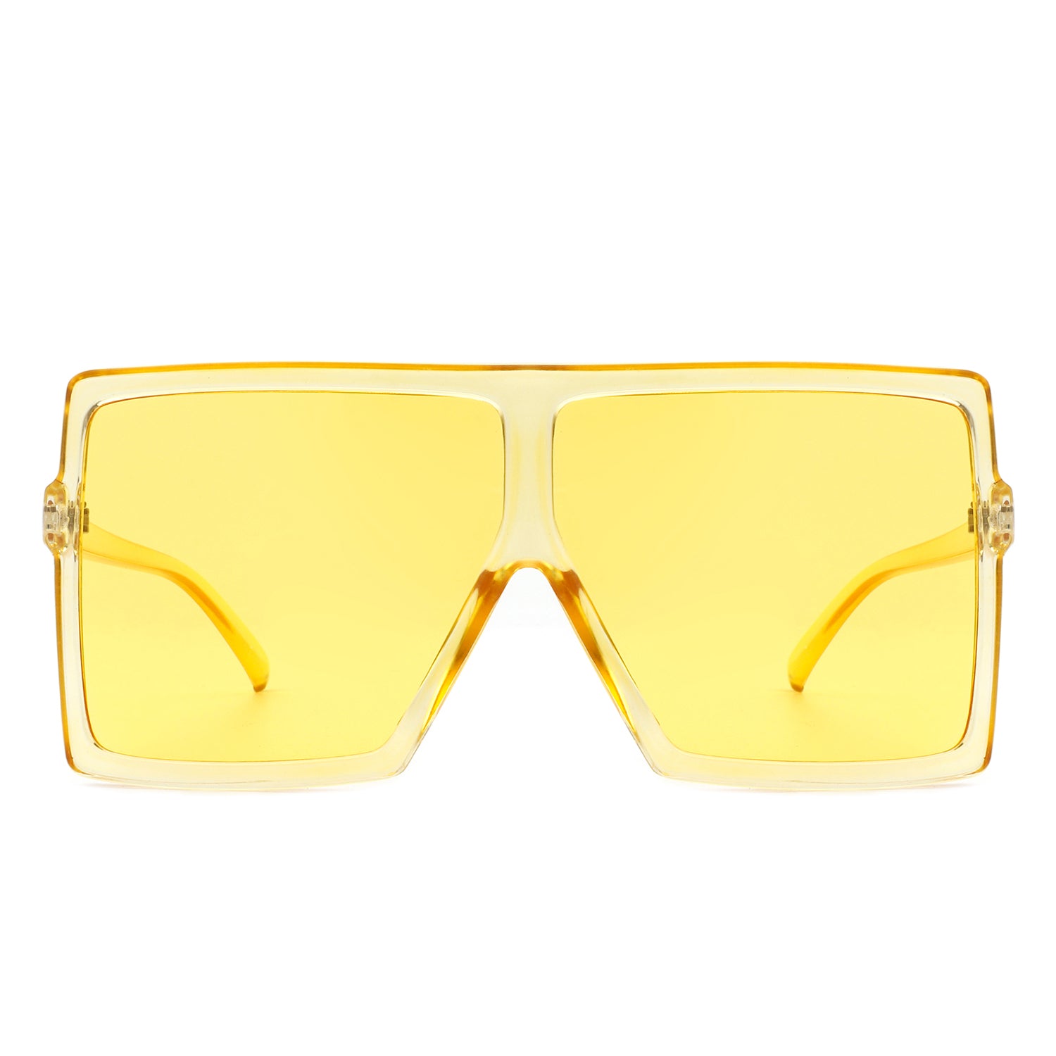 1pc Women's Yellow Plastic Flat Top Sunglasses, Suitable For