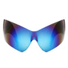 Clutch - Modern Rimless Oversized Color Pop Curved Sunglasses