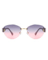 Dastriana - Round Chic Tinted Oval Frame Women's Sunglasses