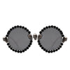 Aerion - Retro Round Gothic Rhinestone Skull Party Sunglasses