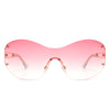 Elandor - Women Rimless Oversize Sleek Oval Fashion Sunglasses