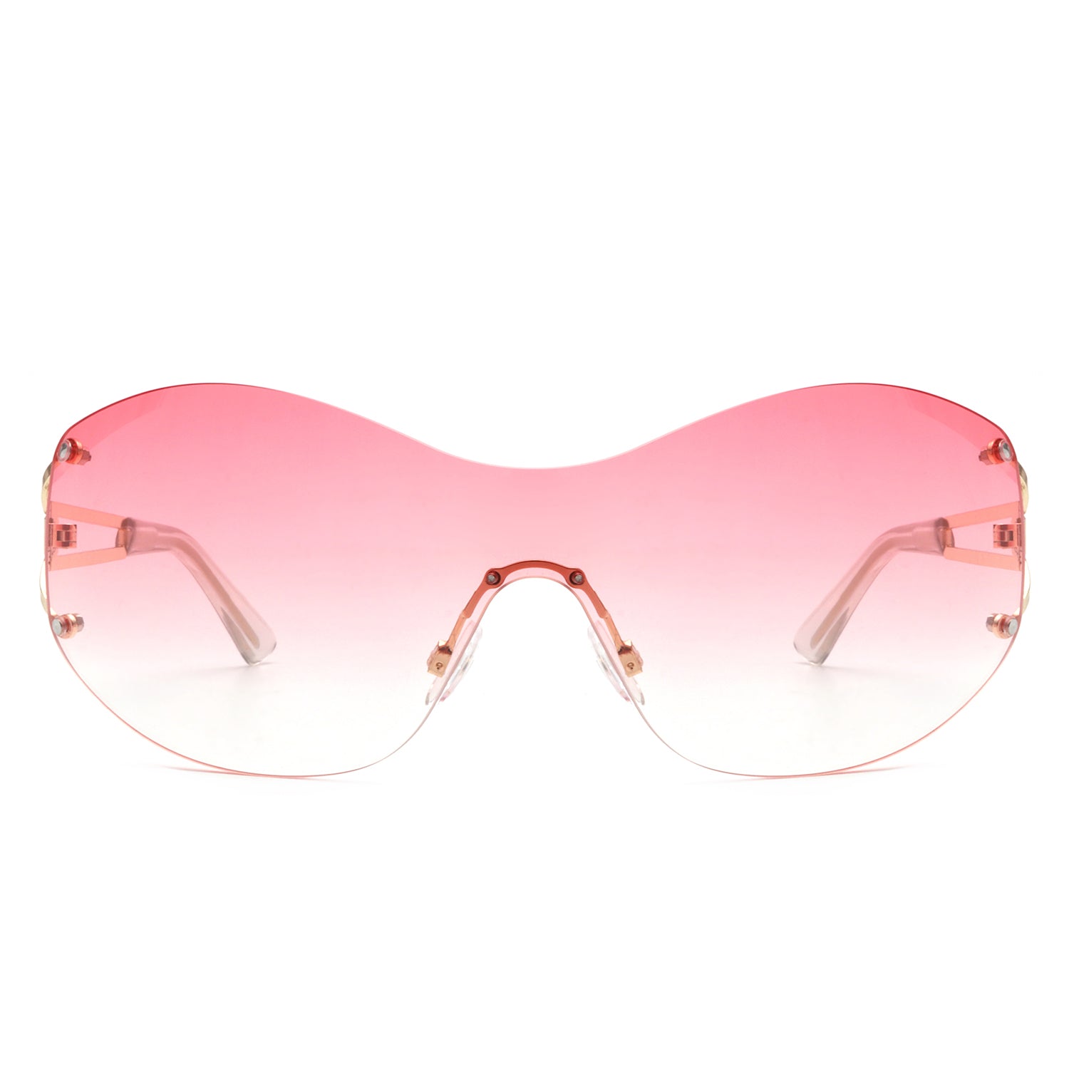 Elandor - Women Rimless Oversize Sleek Oval Fashion Sunglasses Clear