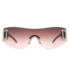 Havoc - Rectangle Rimless Sleek Wrap Around Women Fashion Sunglasses