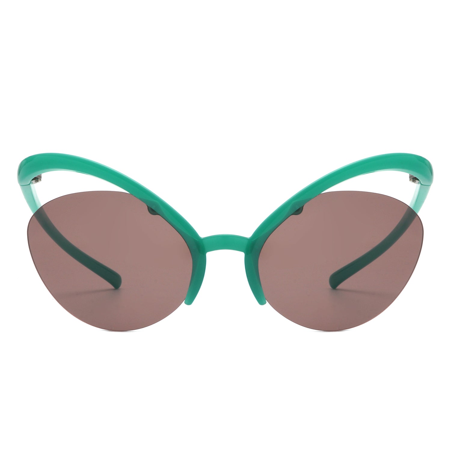 Astrein - Rimless Futuristic Oval Irregular Fashion Cat Eye Sunglasses