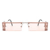 Loro - Rectangle Retro Narrow Slim Flat Top Tinted Sunglasses