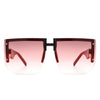 Kaelor - Square Oversized Flat Top Gradient Half Frame Sunglasses