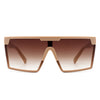 Vitalize - Oversize Retro Square Flat Top Tinted Fashion Women Sunglasses