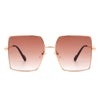 Benazia - Square Oversize Flat Top Large Tinted Women Fashion Sunglasses