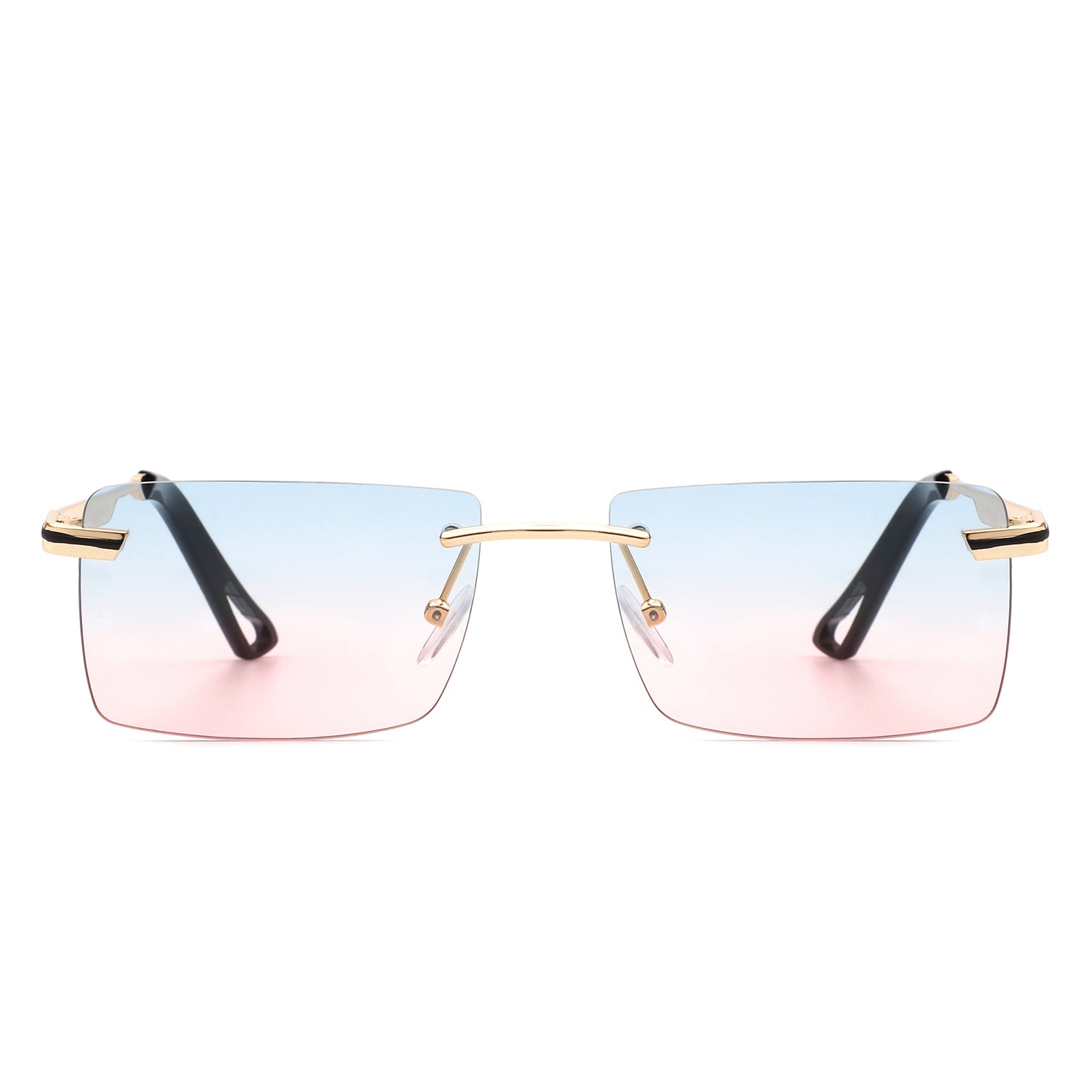 Vibrante - Rectangle Rimless Retro Tinted Fashion Flat top Sunglasses