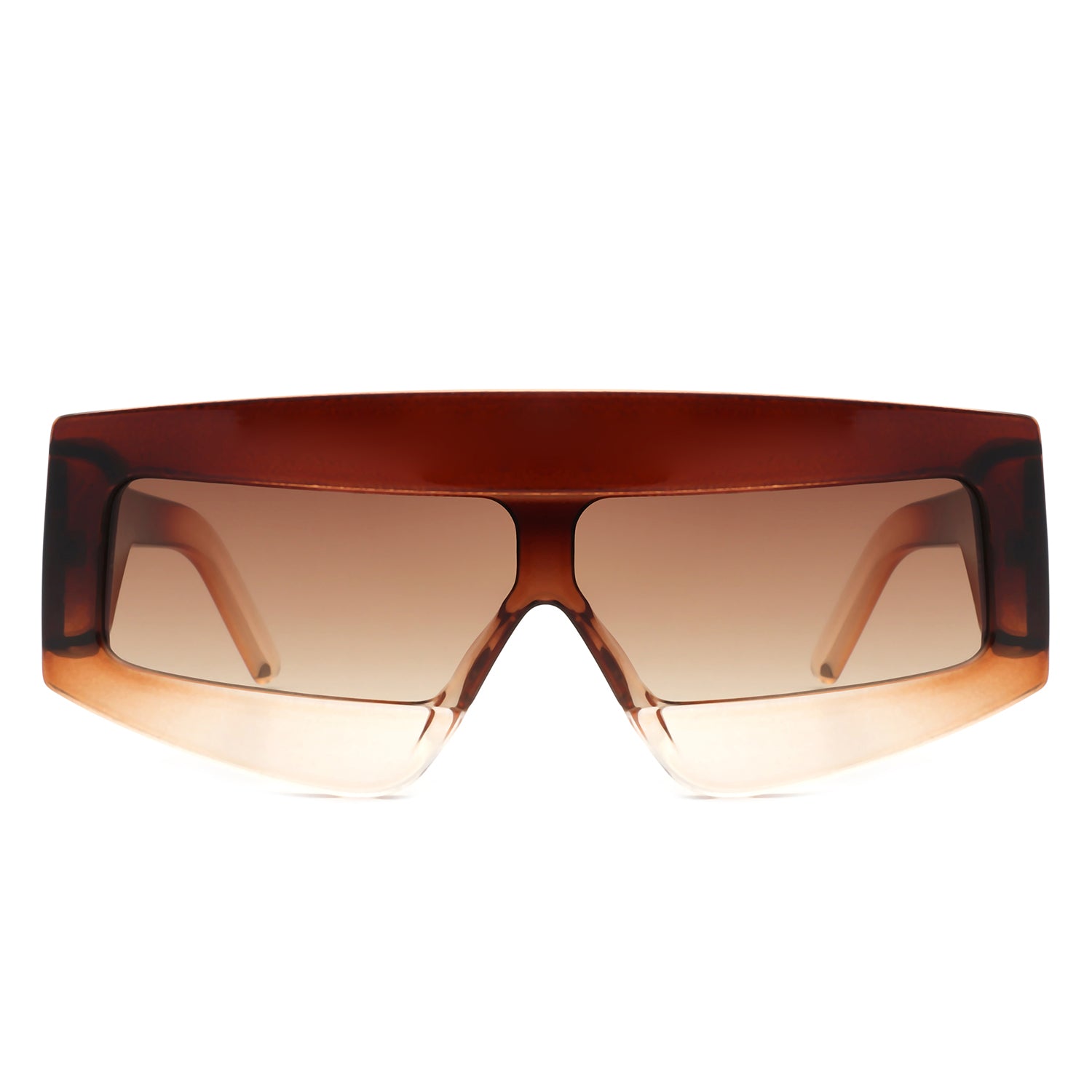 Celestia - Oversized Rectangle Square Tinted Flat Top Sunglasses