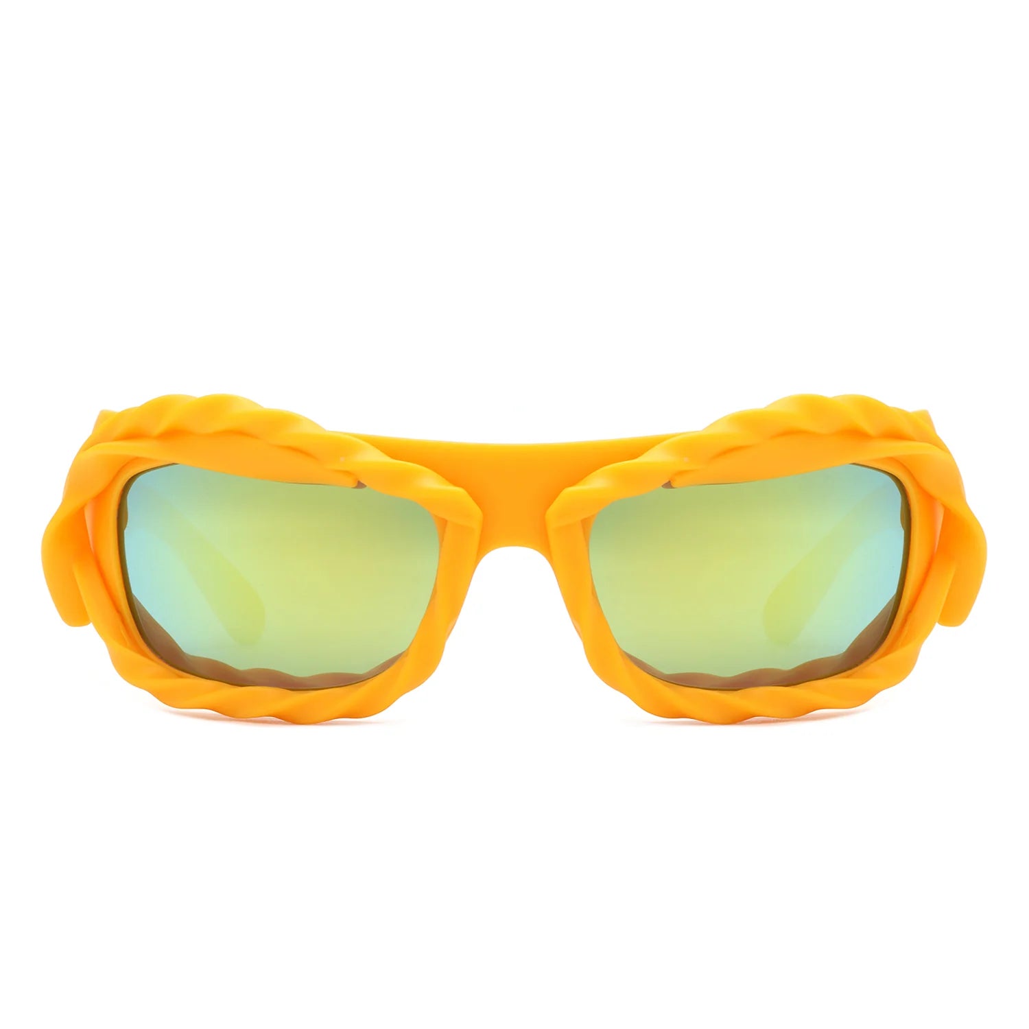 Riff - Rectangle Irregular Twisted Thick Frame Futuristic Sunglasses