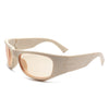 Gleamery - Geometric Wrap Around Tinted Fashion Square Sunglasses