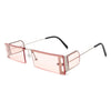 Loro - Rectangle Retro Narrow Slim Flat Top Tinted Sunglasses