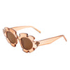 Pixielan - Women Irregular Round Cut-Out Cat Eye Flower Design Fashion Sunglasses