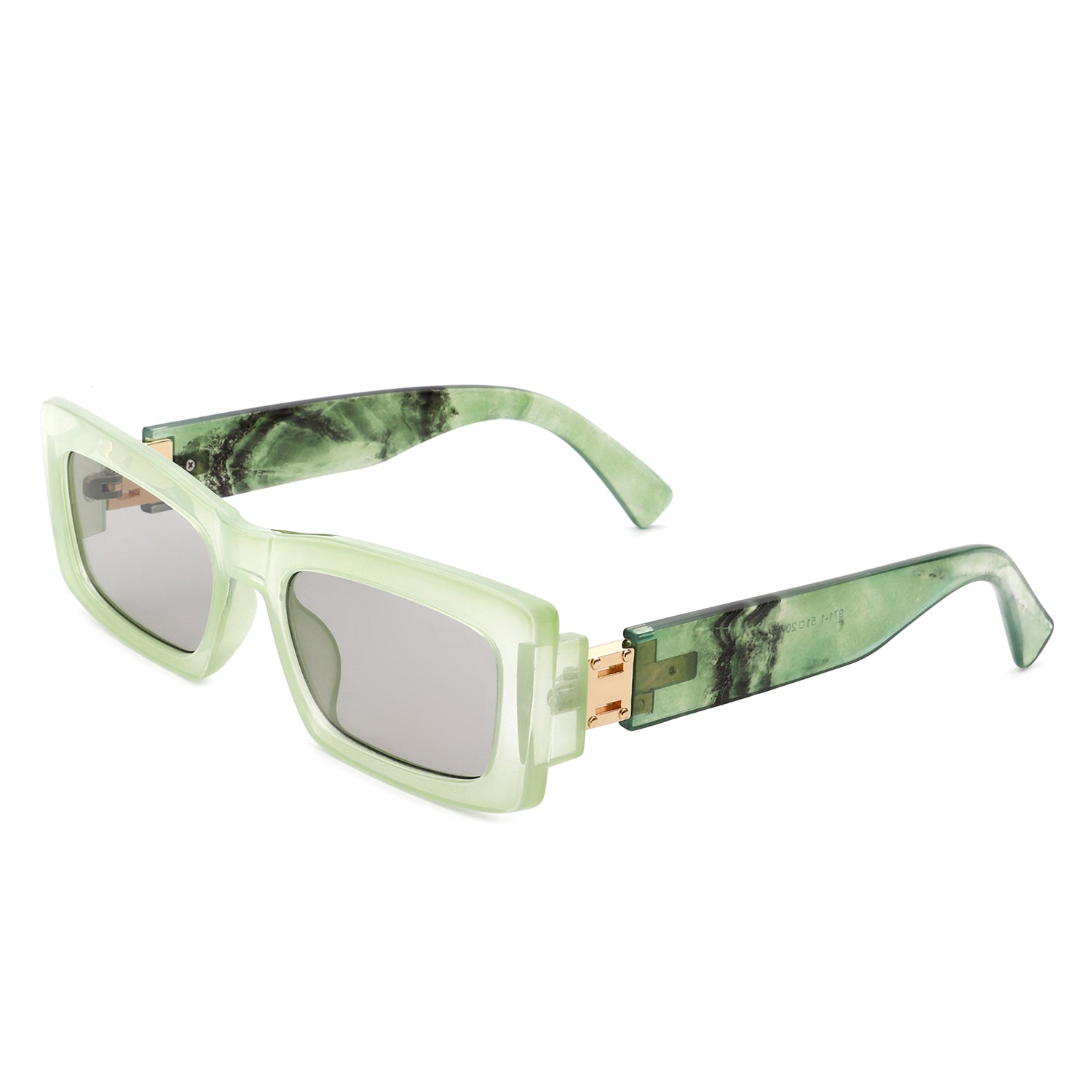 Illumyne - Retro Narrow Rectangle Flat Top Slim Fashion Sunglasses Olive