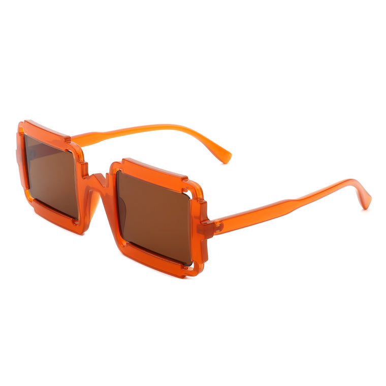 Luminite - Square Retro Irregular Frame Futuristic Fashion Tinted Sunglasses