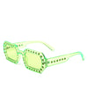 Whisp - Square Retro Rhinestone Tinted Geometric Fashion Sunglasses