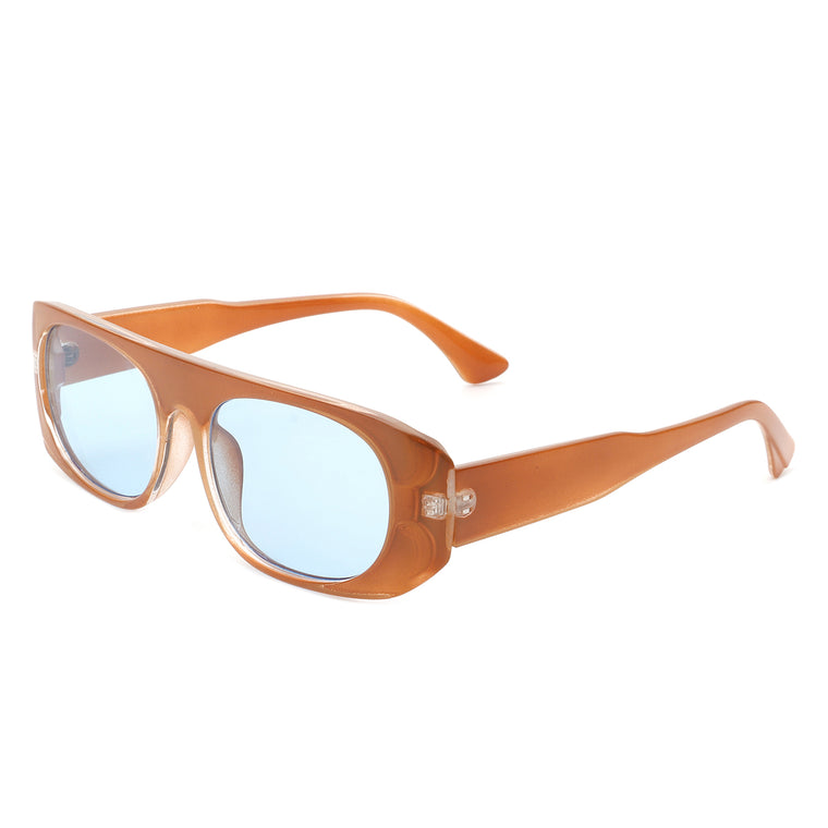 Midnites - Rectangle Retro Oval Fashion Flat Top Vintage Sunglasses