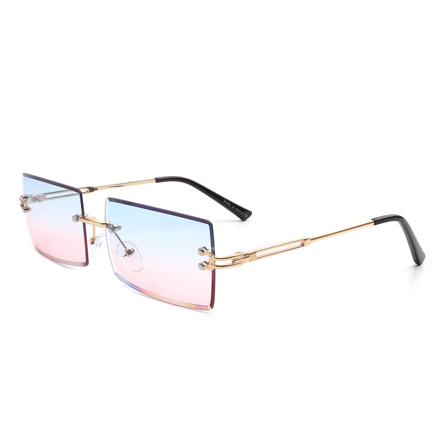 Tyriel - Classic Rimless Retro Rectangle Tinted Fashion Sunglasses