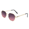 Mythique - Geometric Round Tinted Chain Link Design Sunglasses