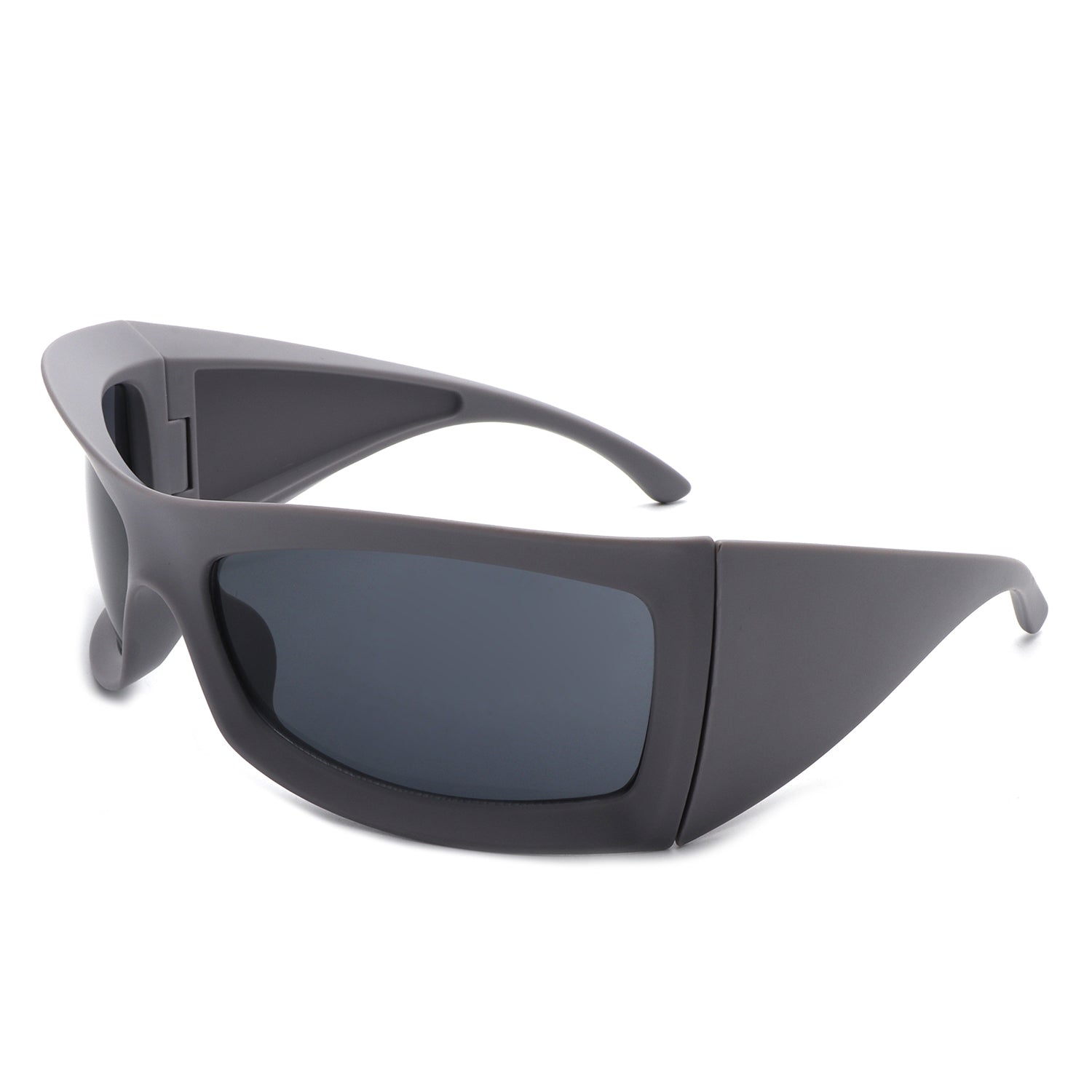 Skytalon - Square Retro Chunky Wrap Around Sunglasses Grey