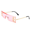 Rainbowx - Rimless Rectangle Flat Top Tinted Fashion Sunglasses