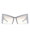 Elyndor - Oversized Geometric Square Semi-Rimless Cat Eye Sunglasses