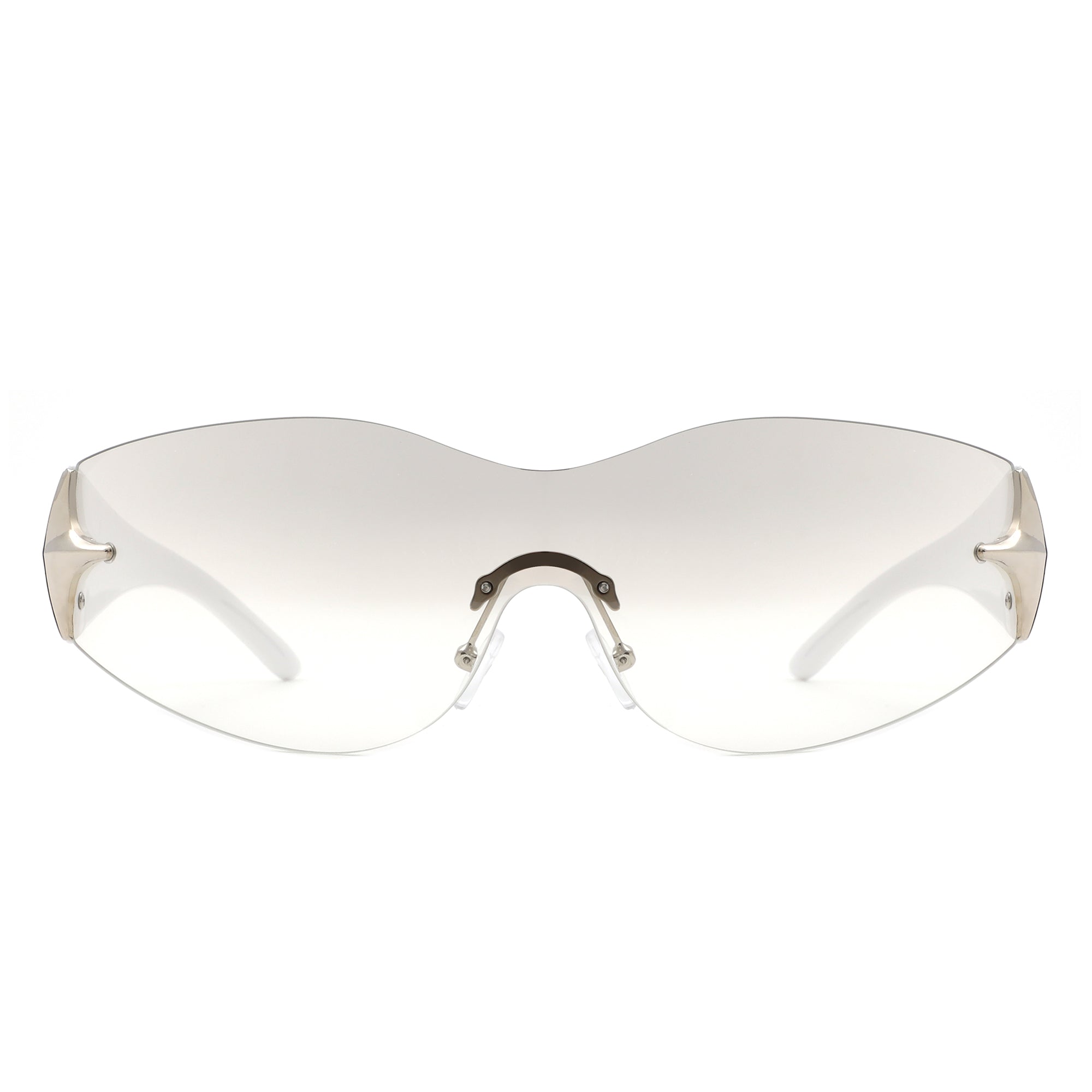 Spark - Sleek Rimless Double Star Fashion Shield Sunglasses