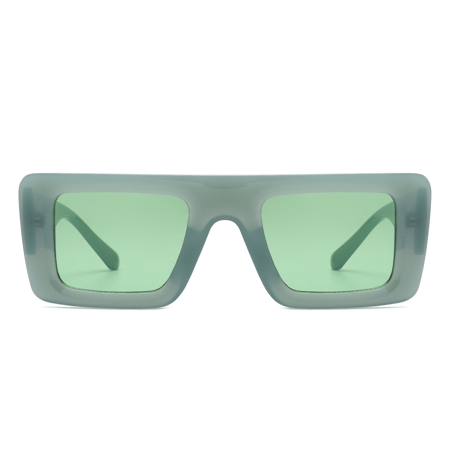 Lumos - Square Retro Two-Tone Thick Frame Flat-Top Sunglasses