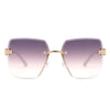 Glimmery - Oversize Rimless Square Women Frameless Fashion Sunglasses